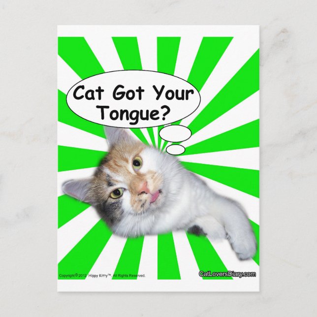 Hippy Kitty Cat Got deine Zunge? Postkarte (Vorderseite)