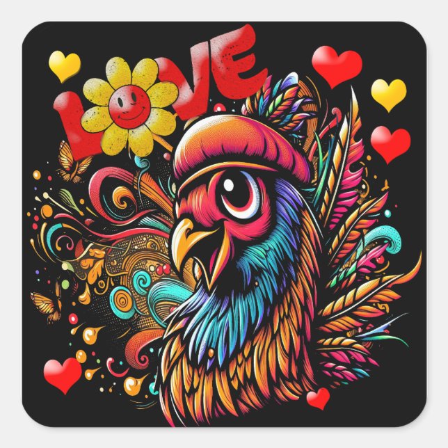 Hippy Love Bird Sticker Sheet (Vorderseite)