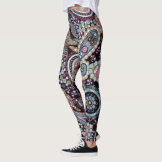 Hippy Paisley Bandanna Unique Retro Pants Custom Leggings