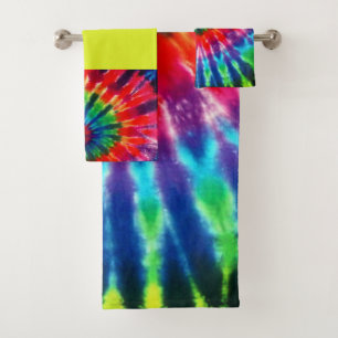 Hippy Peace Retro 60er Gefärbte Krawatte Badhandtuch Set
