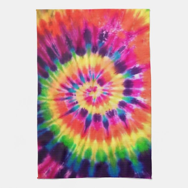 Hippy Peace Retro 60er Gefärbte Krawatte Geschirrtuch (Vertikal)