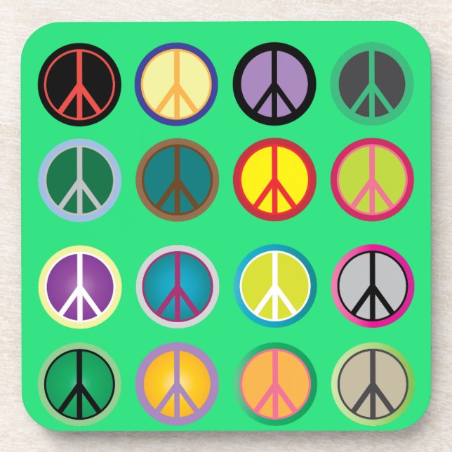 Hippy-Peace-Schild 60er-Farbmuster Getränkeuntersetzer (Vorderseite)
