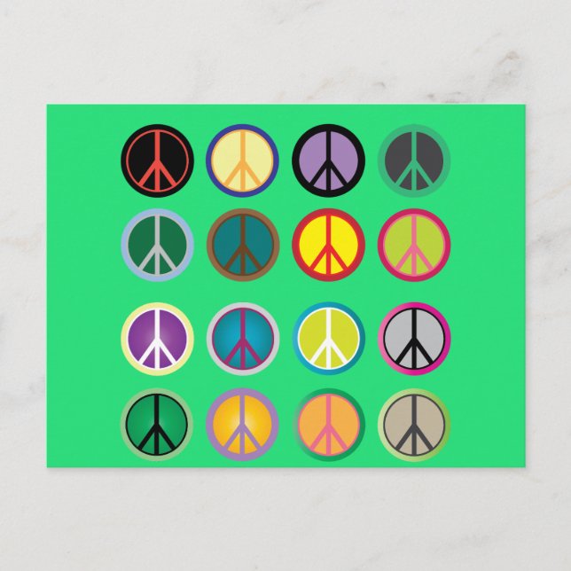 Hippy-Peace-Schild 60er-Farbmuster Postkarte (Vorderseite)
