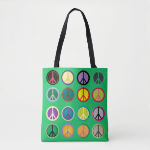 Hippy-Peace-Schild 60er-Farbmuster Tasche