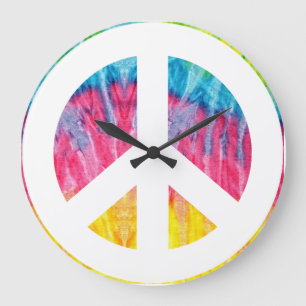 Hippy peace sign large clock große wanduhr