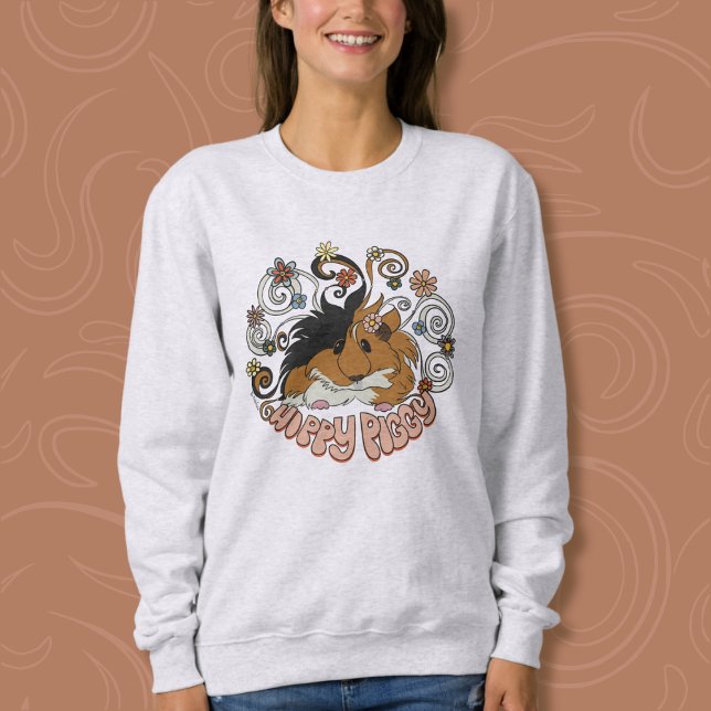Hippy Piggy - Niedliche Guinea Schweinebild Sweatshirt (Von Creator hochgeladen)
