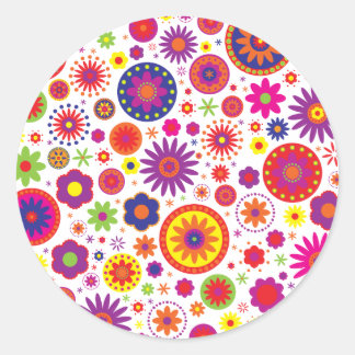 Hippy-Rainbow-Blume Runder Aufkleber