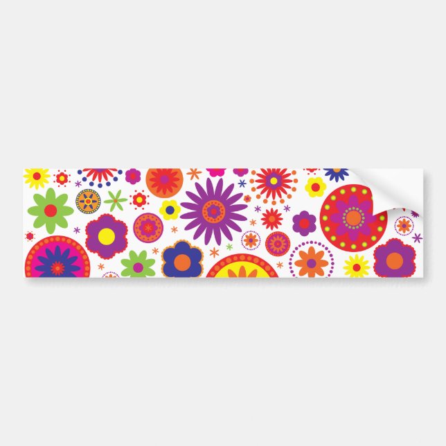 Hippy Regenbogen-Blumen Autoaufkleber (Vorne)