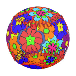 Hippy Retro-Blume Baseball