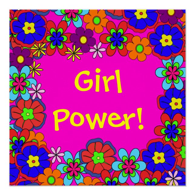Hippy Retro-Blume Poster (Vorderseite)