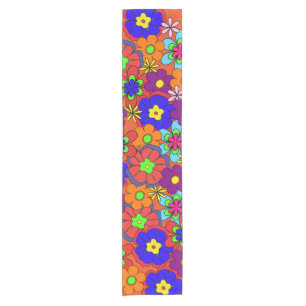 Hippy Retro Blumen Kurzer Tischläufer