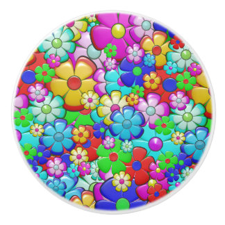 Hippy Retro Blumenart Keramikknauf