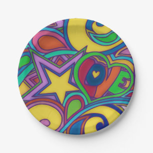Hippy Retro Peace Art Pappteller