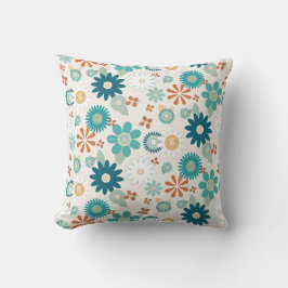 Hippy Retro Vibe 70er Daisy Peace Blue Orange Baby Kissen