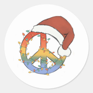 Hippy Santa Peace Weihnachtsgebäck Runder Aufkleber