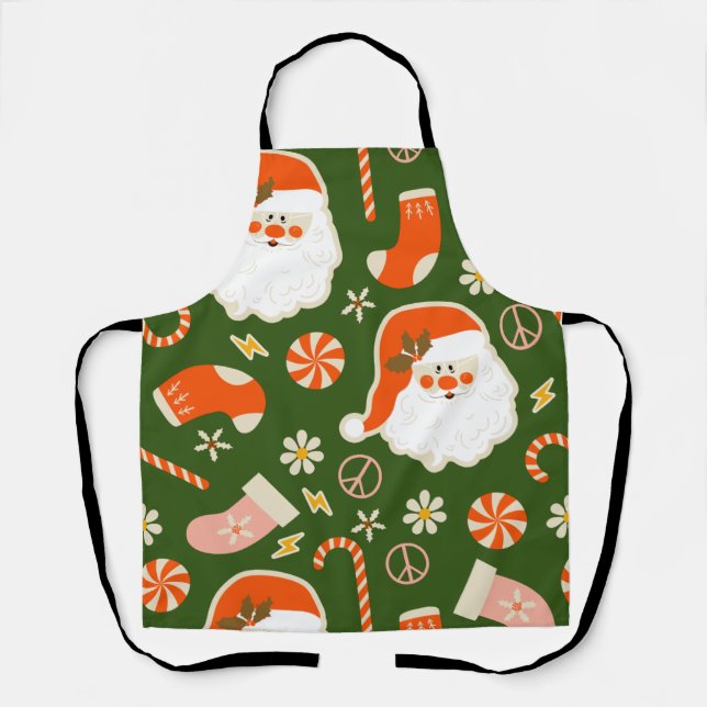 Hippy Santa und Bonbons Schürze (Vorderseite)
