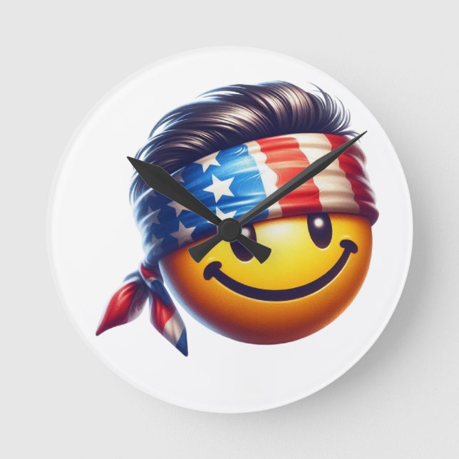 Hippy-Smiley Runde Wanduhr (Vorderseite)