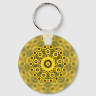 Hippy Sonnenblume-Fraktalmandala-Muster Schlüsselanhänger