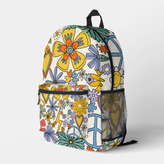 Hippy Style Bedruckter Rucksack (Rückseitige Ecke Rechts)