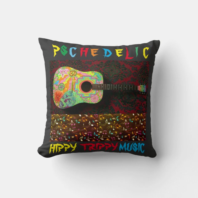 Hippy Trippy Music Psychedelic Throw Kissen (Vorderseite)