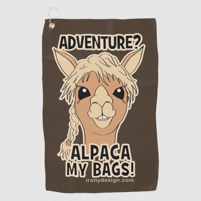 Hipster-Abenteuer-Alpaka mein Taschen-Wortspiel Golfhandtuch (Vorderseite)