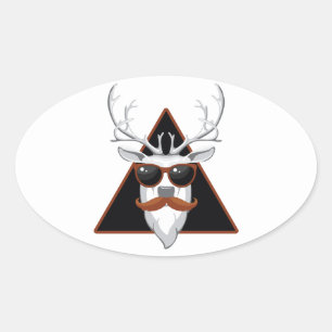 Hipster Antler Art Ovaler Aufkleber