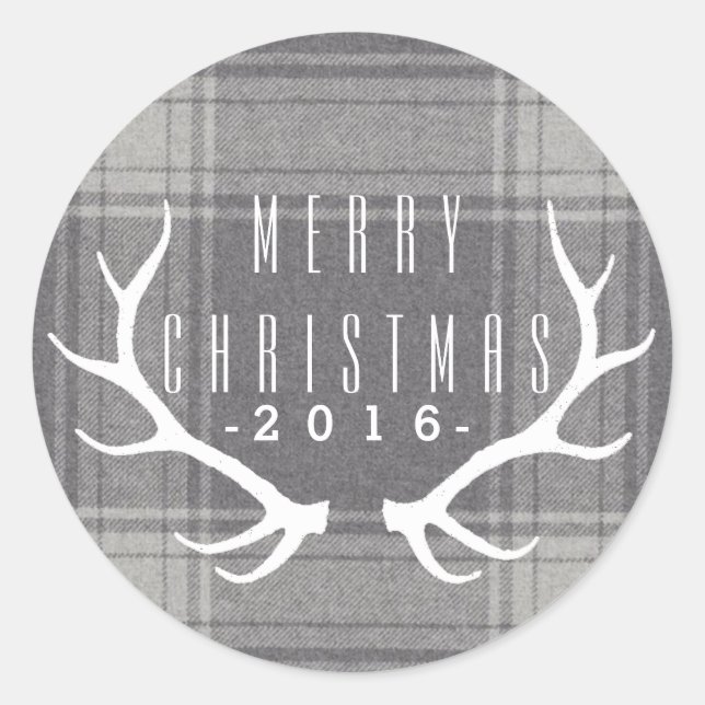 Hipster Antlers | Weihnachten Runder Aufkleber (Vorderseite)