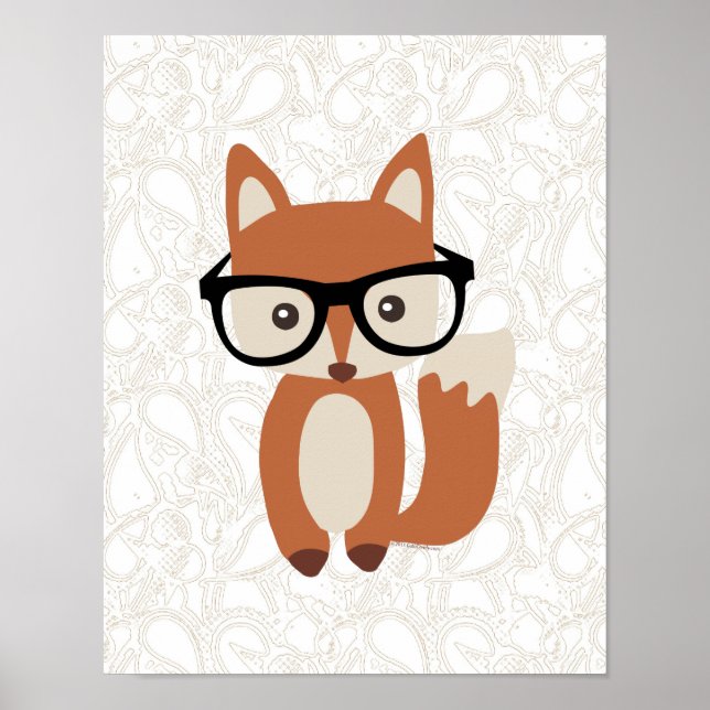 Hipster Baby Fox mit Brille Poster (Vorne)