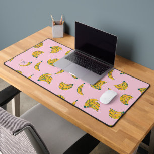Hipster Banana Muster in rosa Hintergrundmonogramm Schreibtischunterlage