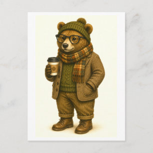 Hipster-Bär-Postkarte Postkarte
