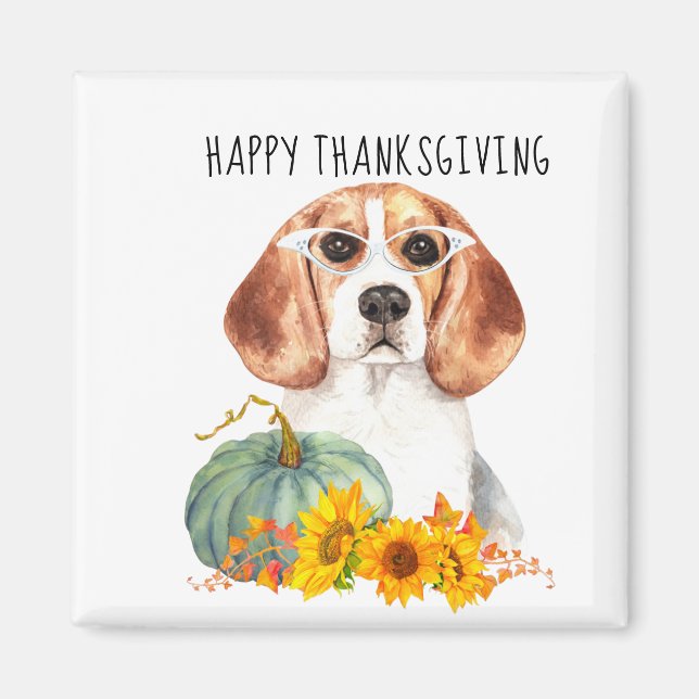 Hipster Beagle Anpassbarer Erntedank Magnet (Vorne)