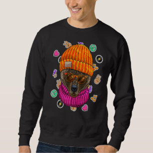 Hipster Bear Geek Nerd Glasses Animal Liebe Peace  Sweatshirt