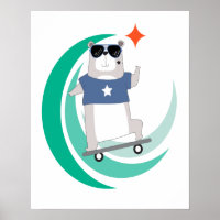 Hipster Bear Riding a Skateboard
