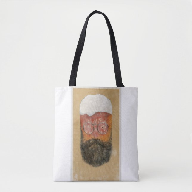 Hipster Bearded Beer Tasse Totbeutel Tasche (Vorderseite)