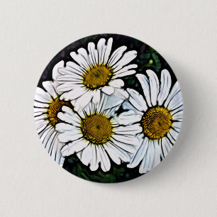 Hipster Bohemisch Chic Summer White Daisy Button