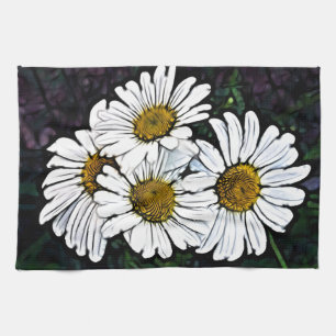Hipster Bohemisch Chic Summer White Daisy Geschirrtuch