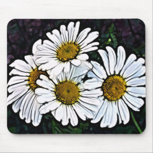 Hipster Bohemisch Chic Summer White Daisy Mousepad