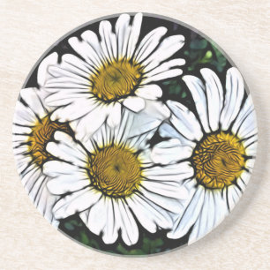 Hipster Bohemisch Chic Summer White Daisy Sandstein Untersetzer