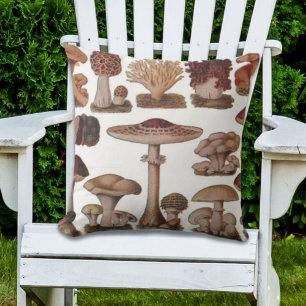 Hipster - Botanischer Ausdruck - Vintage Pilze Kissen