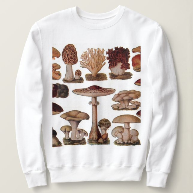 Hipster - Botanischer Ausdruck - Vintage Pilze Sweatshirt (Design vorne)