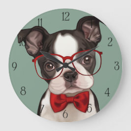 Hipster Boxer Welppy Große Wanduhr