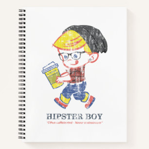 Hipster Boy bekümmert Vintage Parody-Illustration Notizbuch