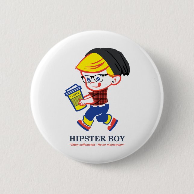 Hipster Boy - Parody-Illustration Button (Vorderseite)
