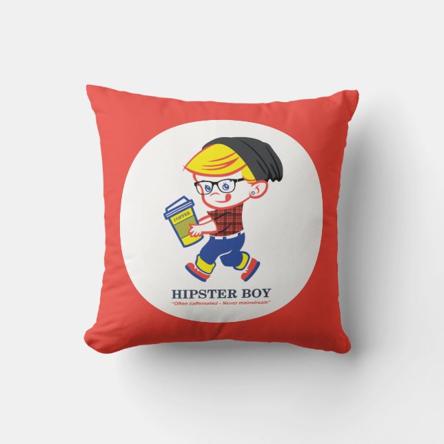 Hipster Boy - Parody Illustration - Kissen (Vorderseite)