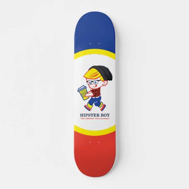 Hipster Boy - Parody-Illustration Skateboard (Vorne)