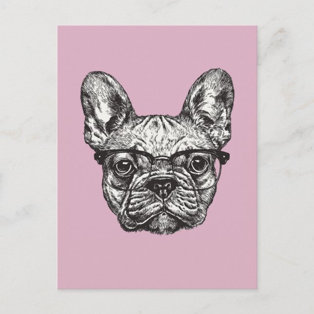 Hipster Bulldog Postkarte (Vorderseite)