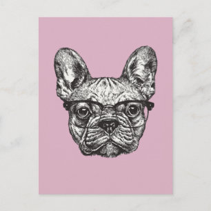 Hipster Bulldog Postkarte
