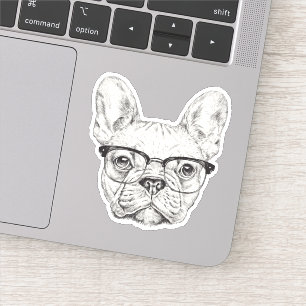 Hipster-Bulldogge Aufkleber