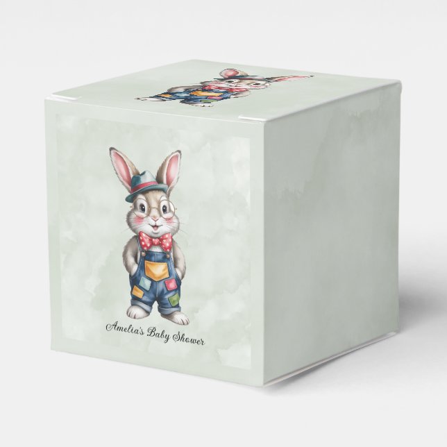 Hipster Bunny Boy Baby Shower Geschenkschachtel (Vorderseite)