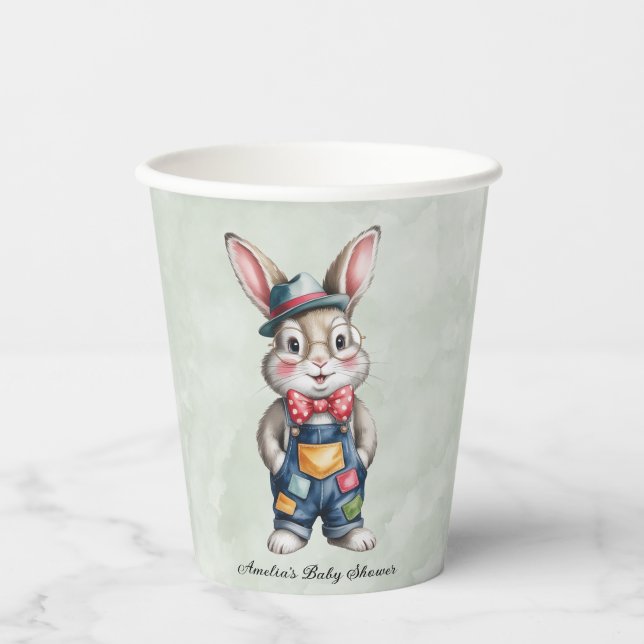 Hipster Bunny Boy Baby Shower Pappbecher (Vorderseite)